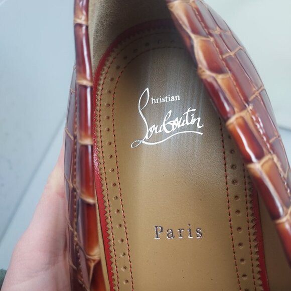 Christian Louboutin MENS Brown Chambelimoc Ali Crocodile Loafer - Picture 5 of 9